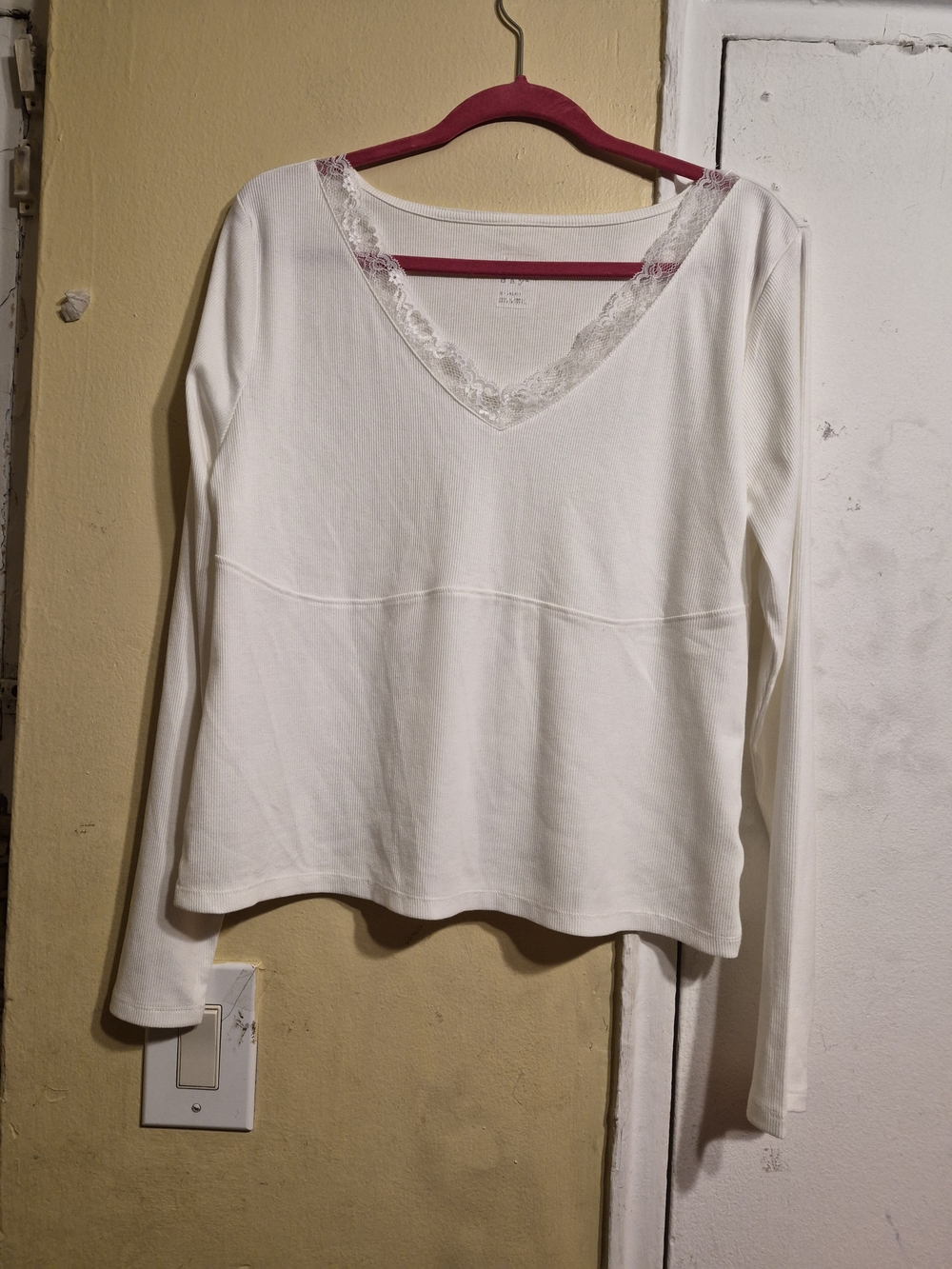 A New Day White Ribbed Women's Longsleeve Pullover Blouse SZ XL.